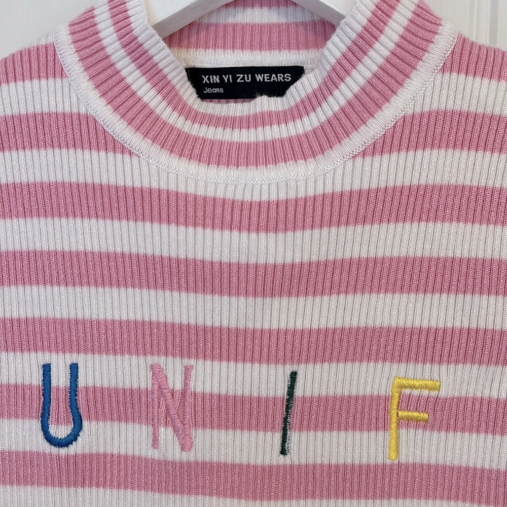 UNIF PINK STRIPED CROP TOP
